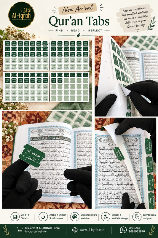 How to use-Quran Tabs 114 Surah Name Stickers in green by AL-IQRAH 
